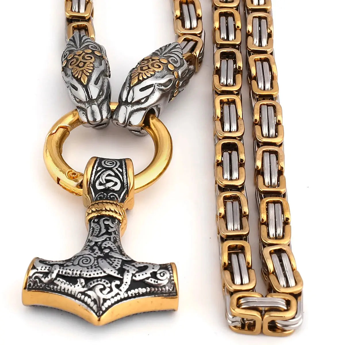 Vintage Faucet Men's Necklace Fashion Never Fade Stainless Steel Thor's Hammer Pendant Accessories Jewelry Gifts Wholesale FZwear
