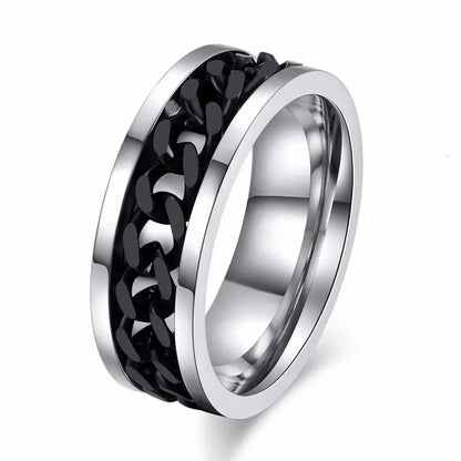 FZ 8mm Cool Spinner Chain Tire Texture Stainless Steel Rotatable Links Finger Band