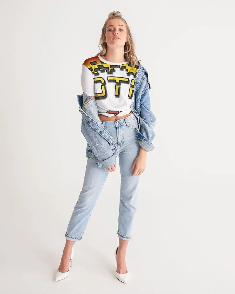 WHITE FLITE Women's Twist-Front Cropped Tee Kin Custom