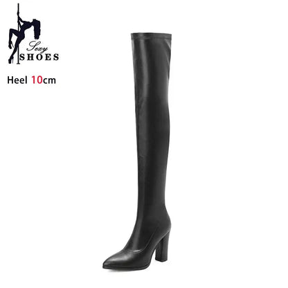 FZ Women's Thick High Heels Sexy Slim Over The Knee Boots