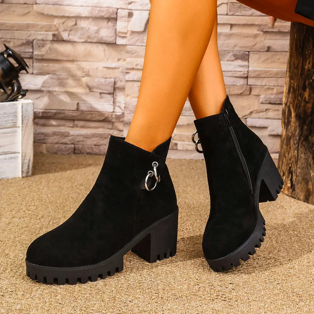 Women Ankle Boots 2024 Autumn Pointed Zipper Women Shoes Concise Thick Heel Chelsea Boots Women Outdoor Comfortable Trend Boots FZwear