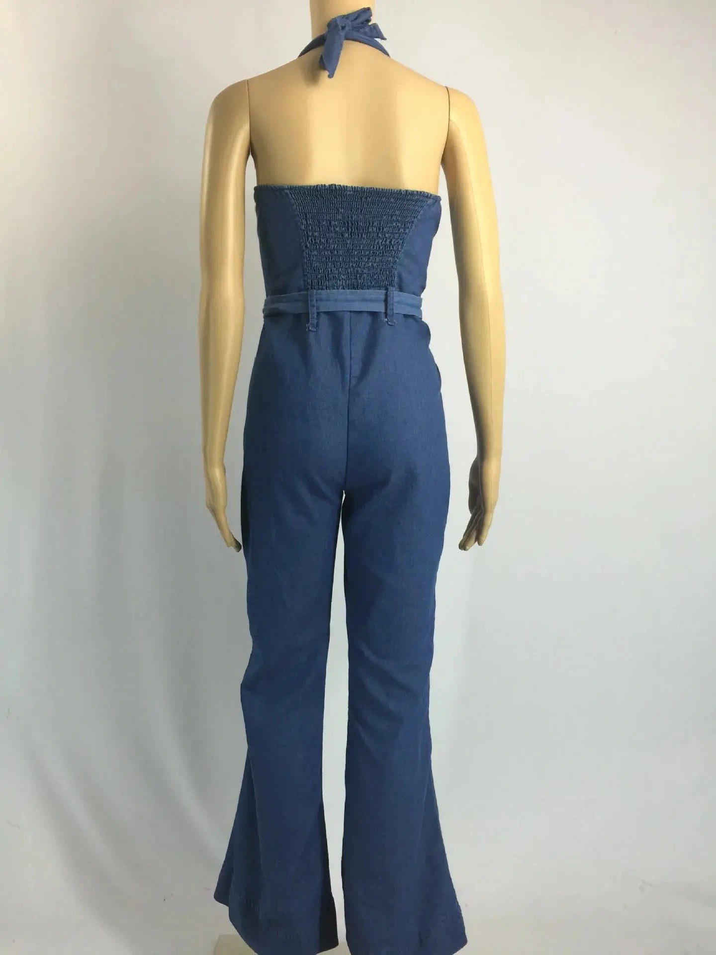 Women One Piece Solid Denim Jumpsuits Sleeveless V Neck Rompers Wide Leg Long Pants Overalls Sexy Slim Fit Hight Waist 2024 FZwear