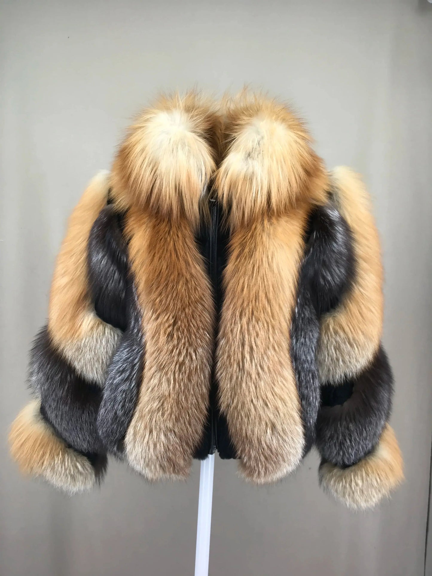 Women's Real Red Fox Fur Jacket With Silver Fox Collar Coat Thick Warm and Fashionable in Winter 23A0616 FZwear