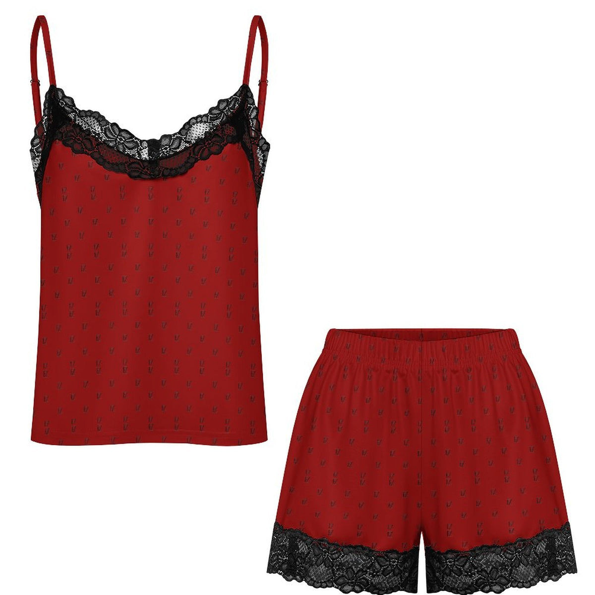 Custom Women Lace V Neck Spaghetti Strap Camisole Shorts Pajama Set