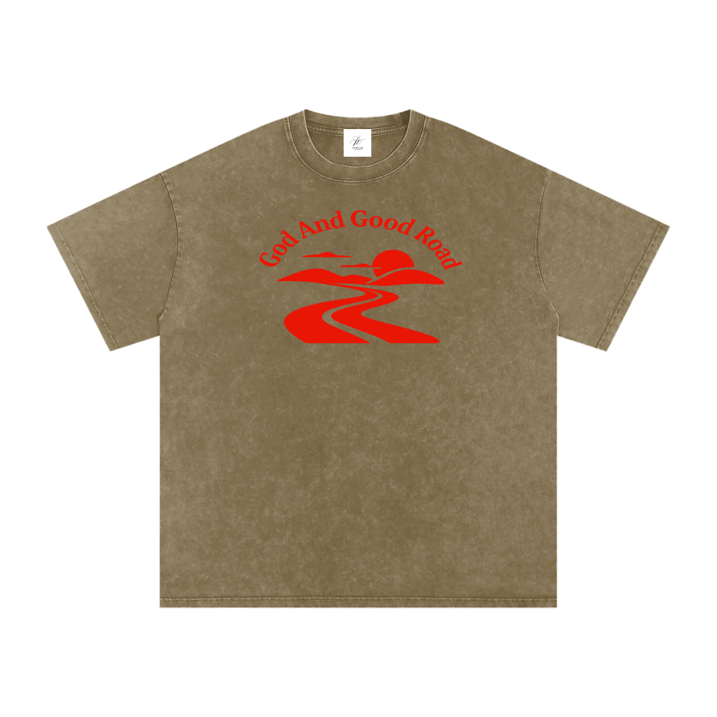 FZ Unisex Acid Wash Good Road Oversize Tee