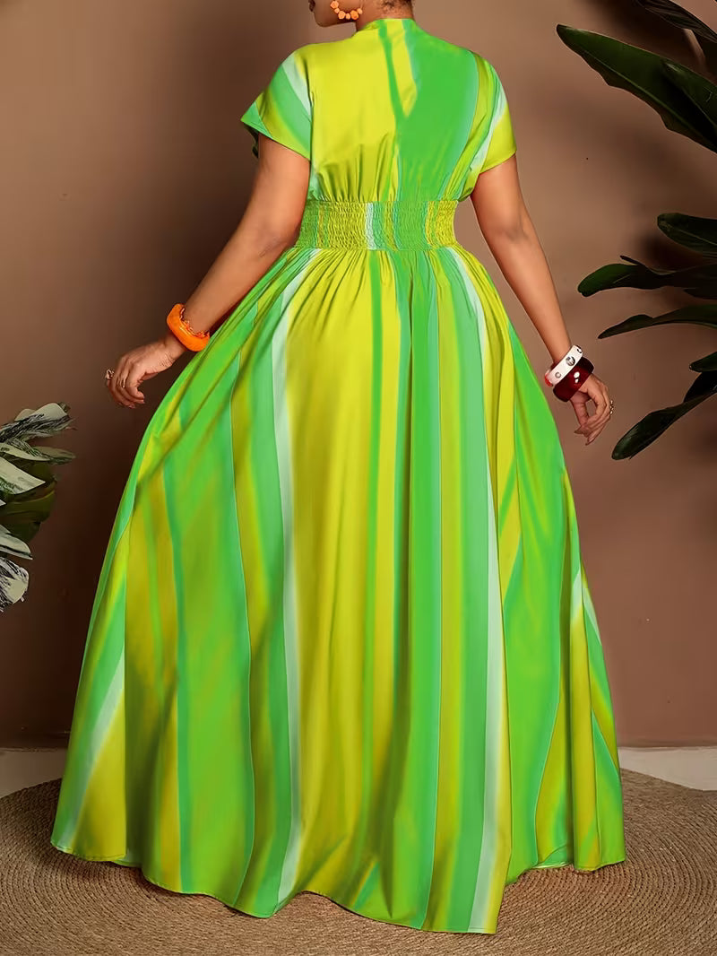 FZ Women's Plus Size V-Neck Short-Sleeved Sundress