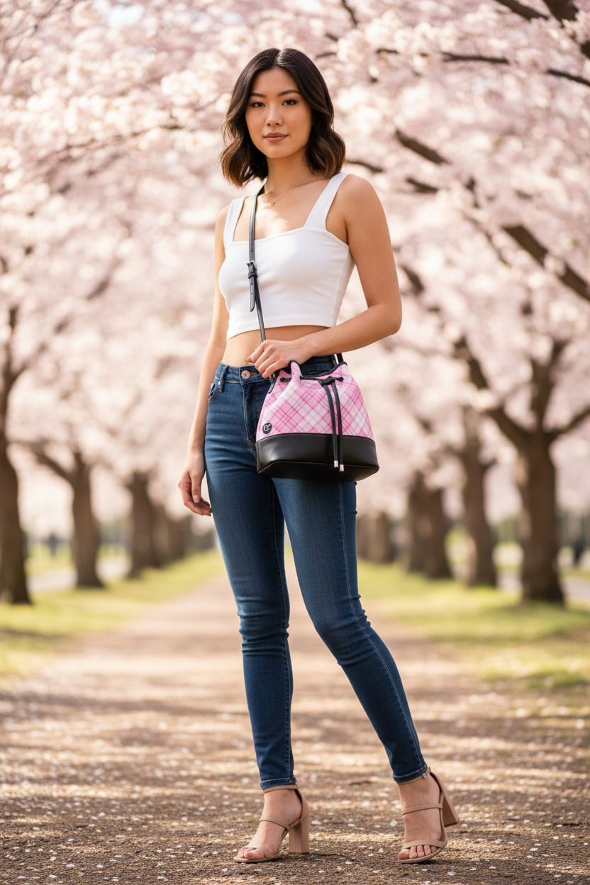 Asian model - Crossbody - Cherry Blossom Park