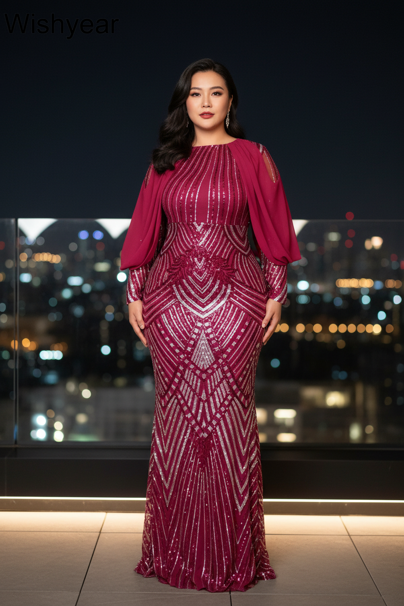Asian model - Rooftop Night - Red
