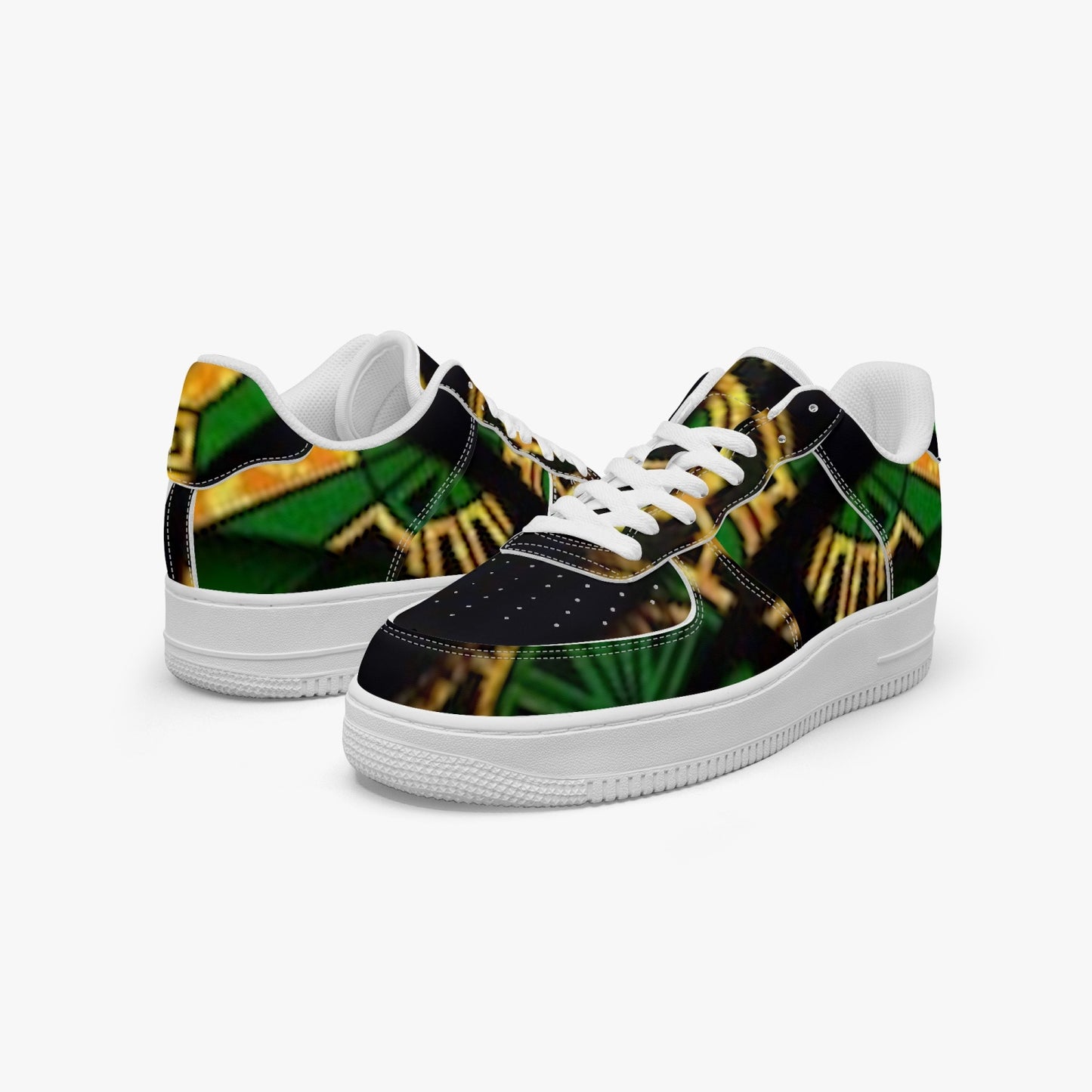 FZ Unisex African Print Low-Top Leather Sports Sneakers