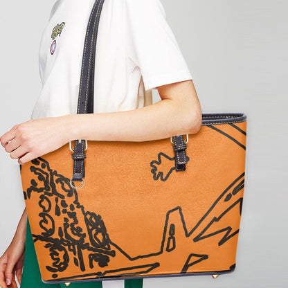 FZ Women's Large Leather Tote Bag JetPrint