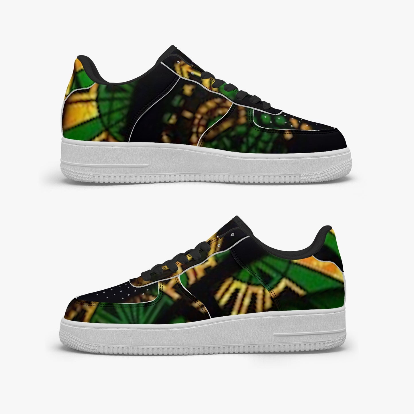 FZ Unisex African Print Low-Top Leather Sports Sneakers