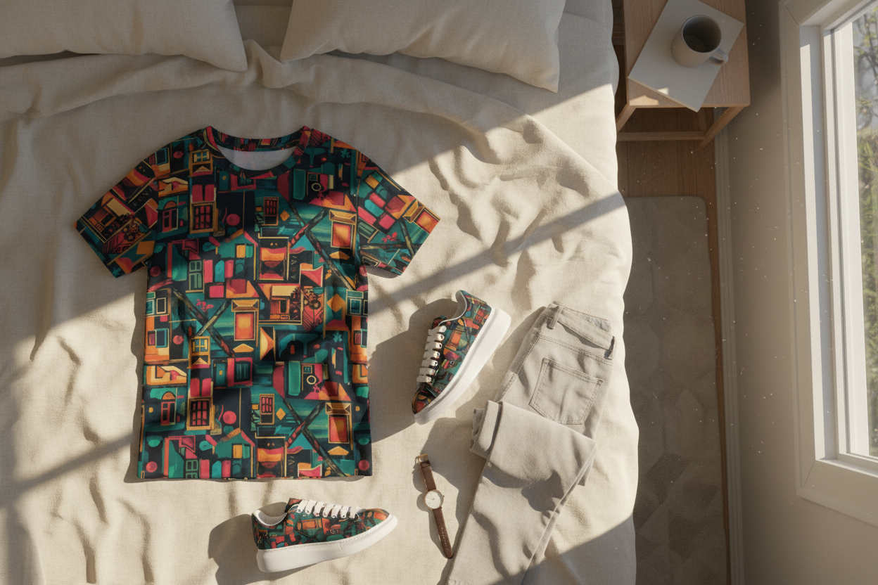 Bedroom Morning Flat Lay
