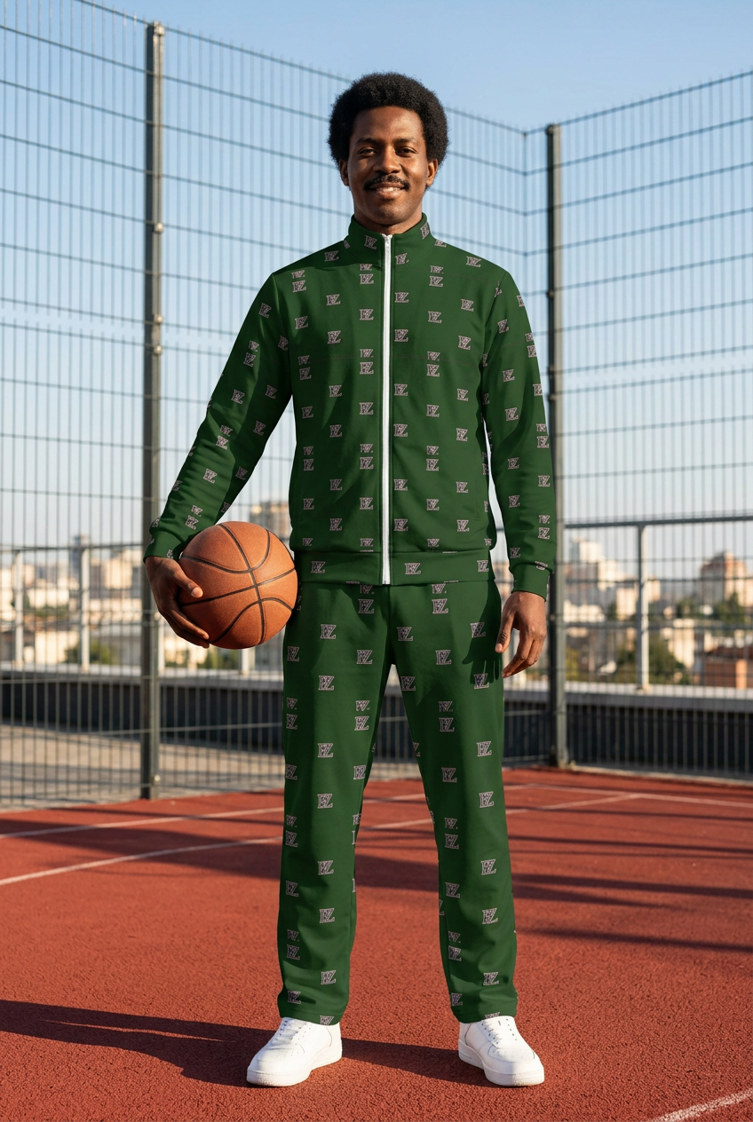 Black man on a rooftop basketball court