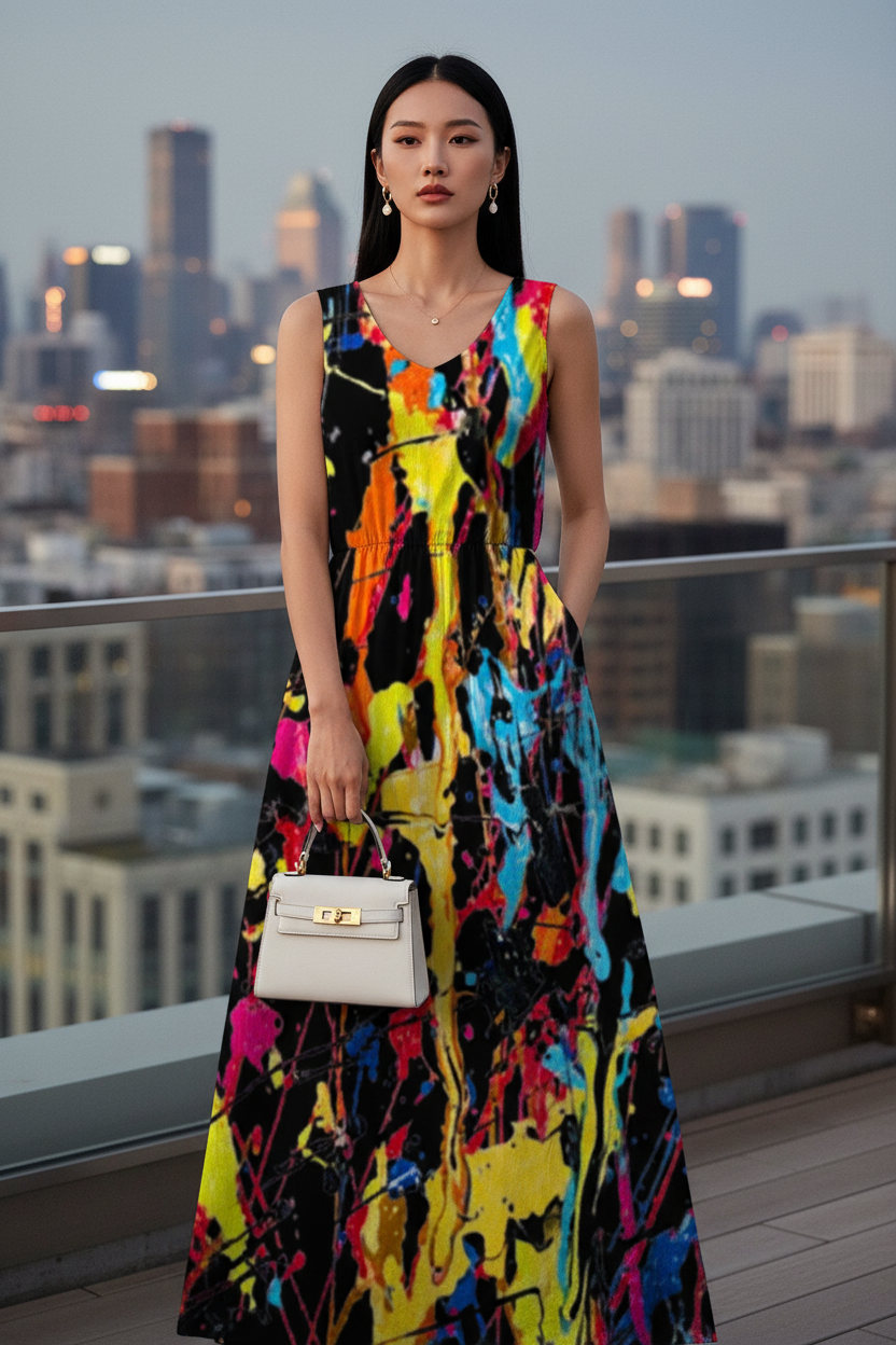 Black Paint Dress - Rooftop