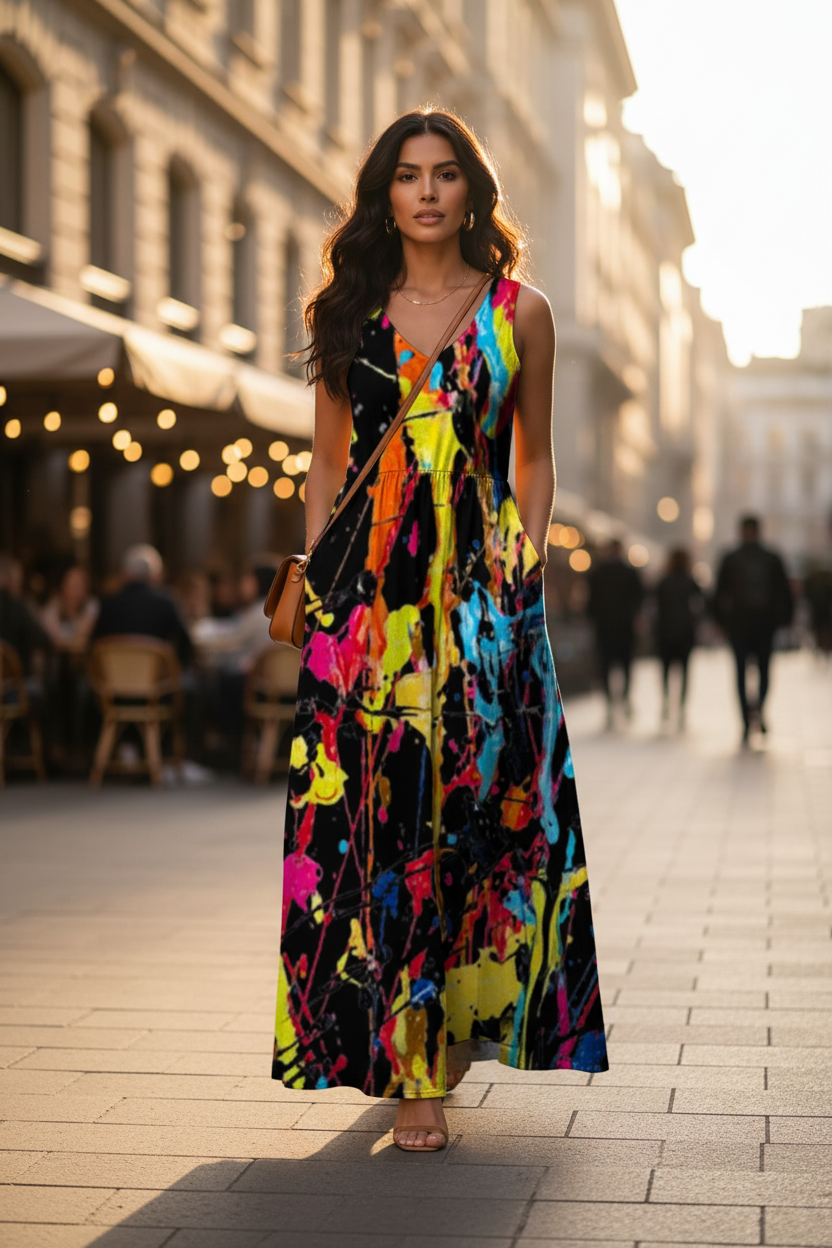 Black Paint Dress - Urban Street