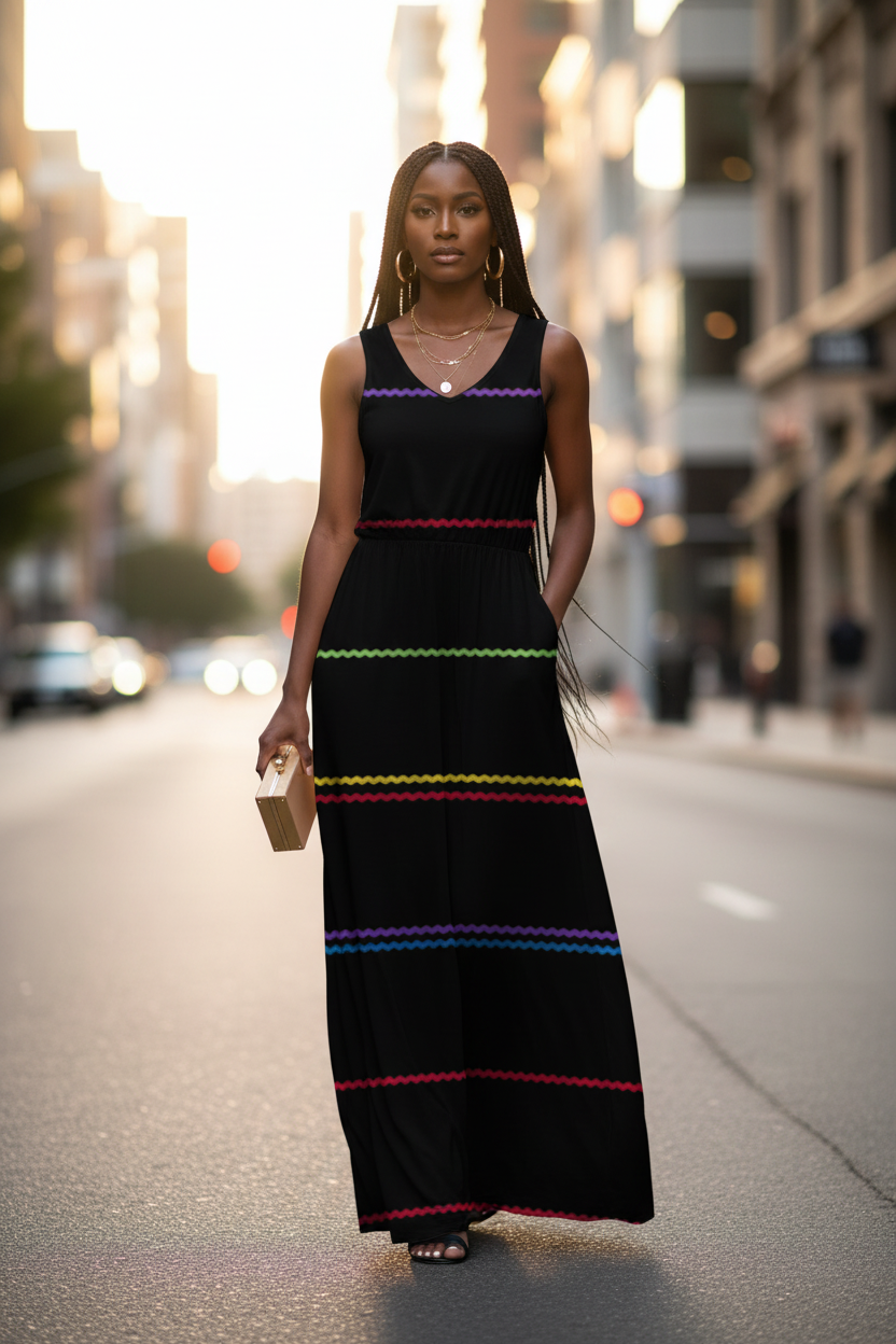 Black Stripe Dress - Urban Street