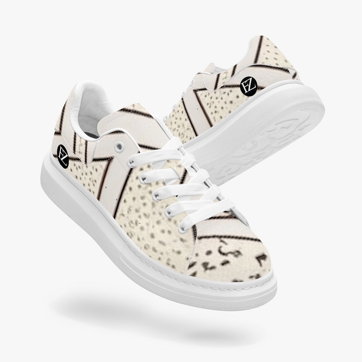 FZ Unisex Leather Oversized African Print Sneakers - FZwear