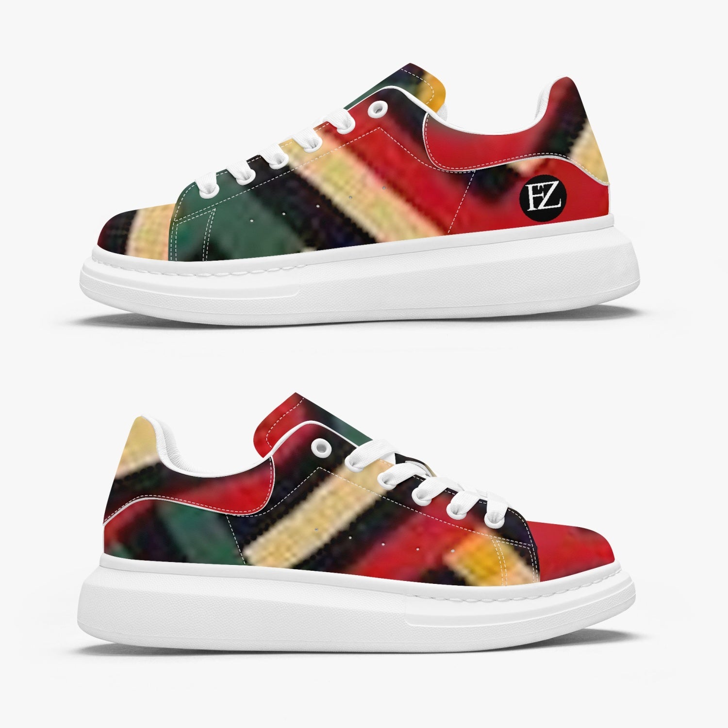 FZ Unisex African Print Leather Oversized Sneakers - FZwear