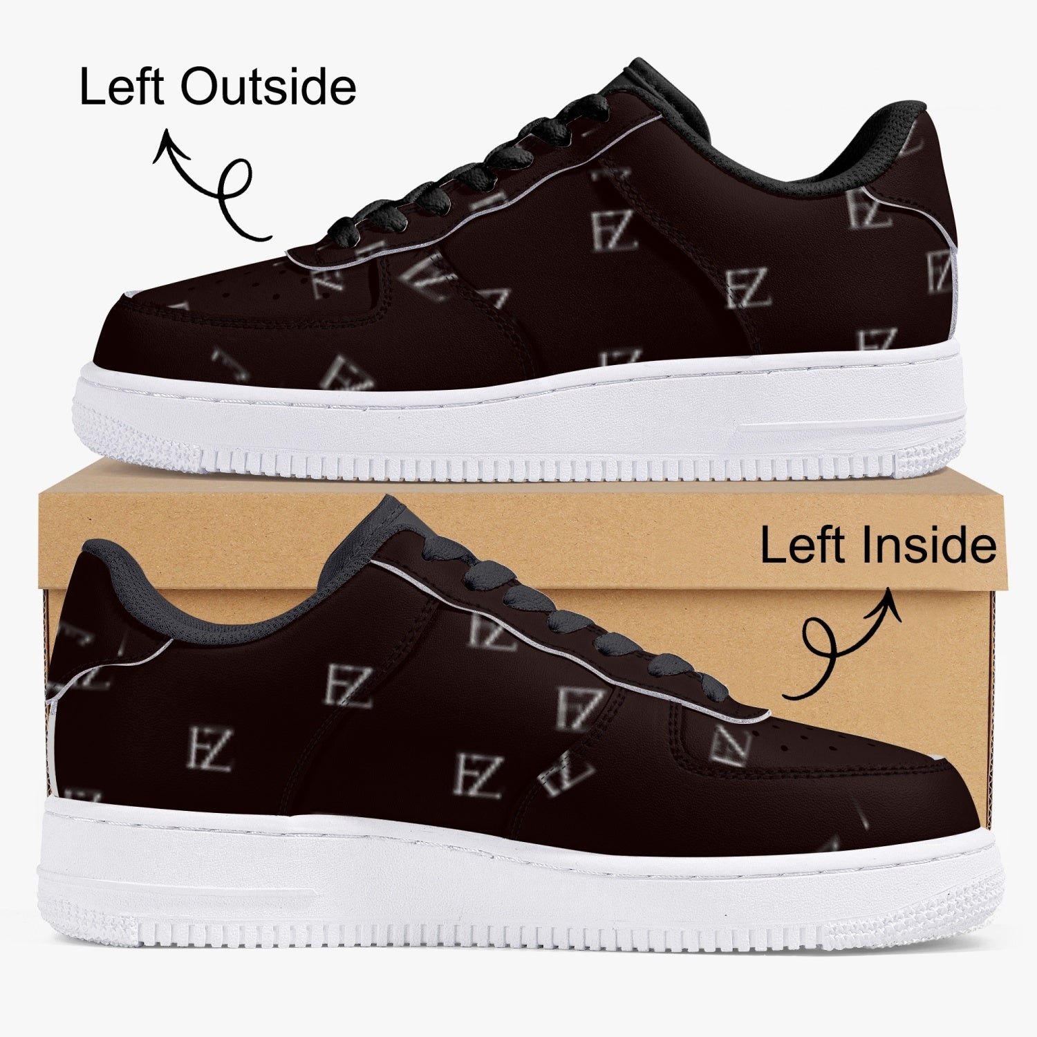 FZ Unisex Black Low-Top Leather Sports Sneakers - FZwear