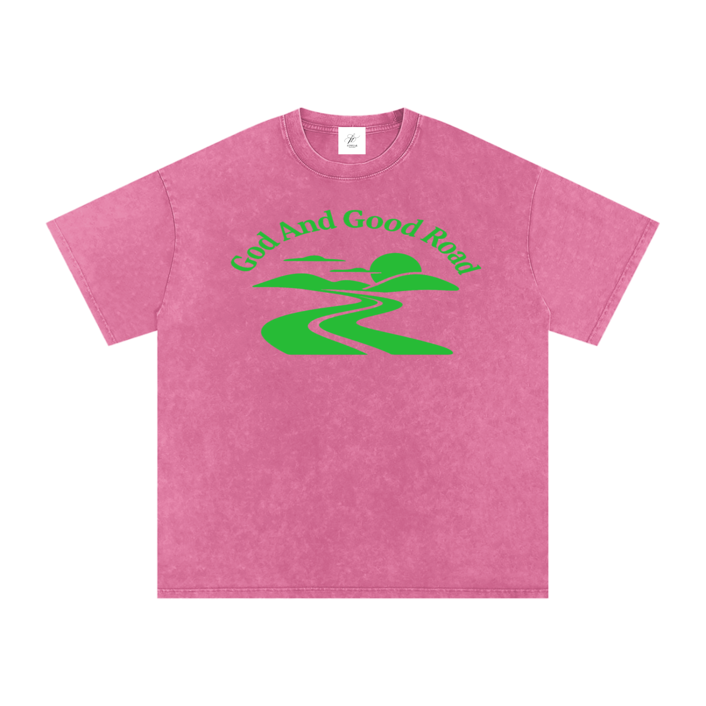 FZ Unisex Acid Wash Good Road Oversize Tee