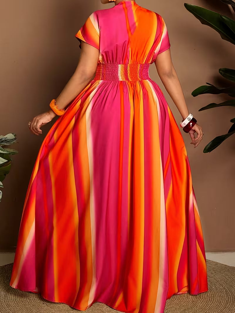 FZ Women's Plus Size V-Neck Short-Sleeved Sundress