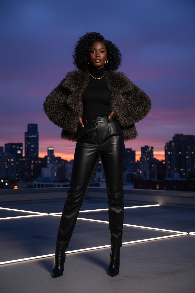 Charcoal Coat - City Rooftop
