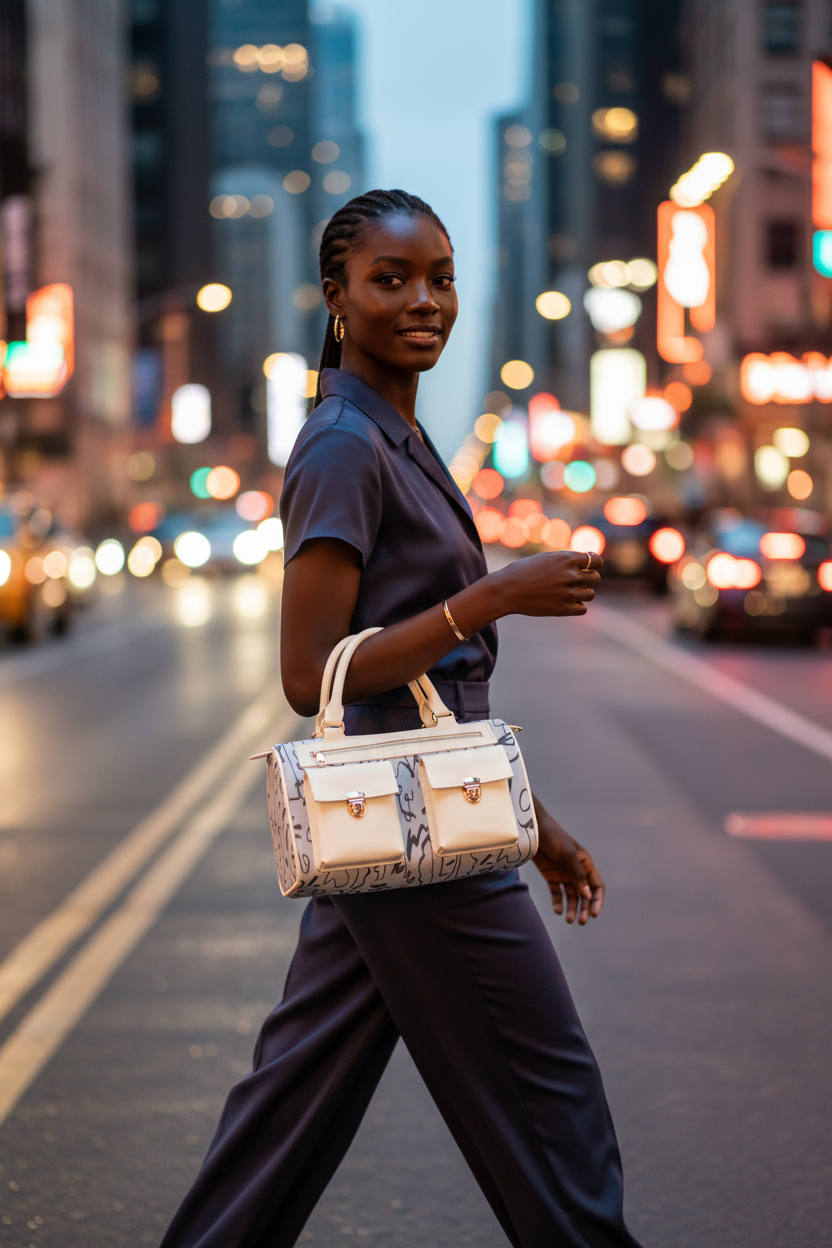 City Street - Black Abstract Baguette