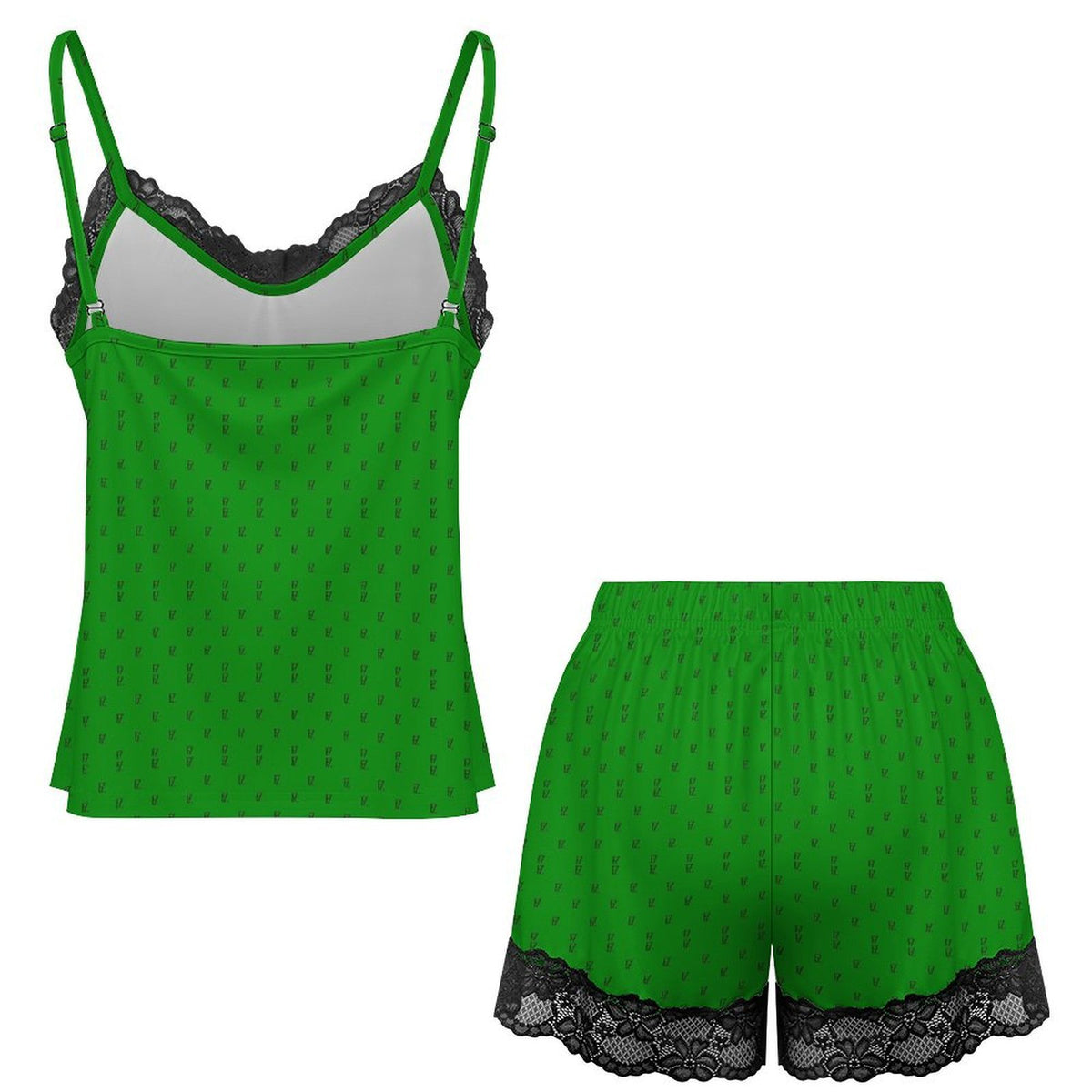 Custom Women Lace V Neck Spaghetti Strap Camisole Shorts Pajama Set