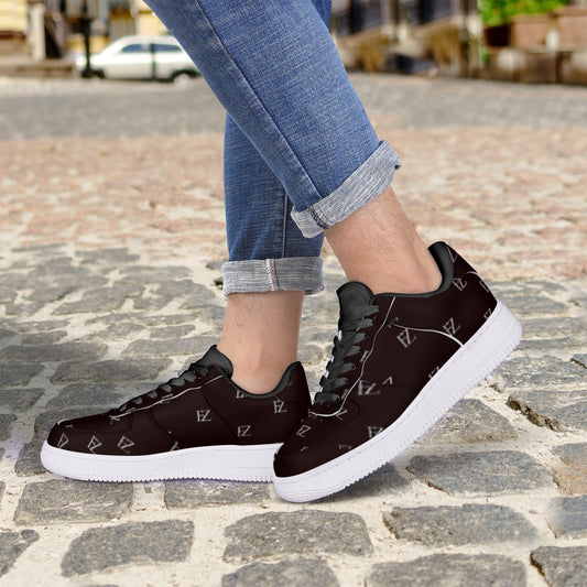 FZ Unisex Black Low-Top Leather Sports Sneakers