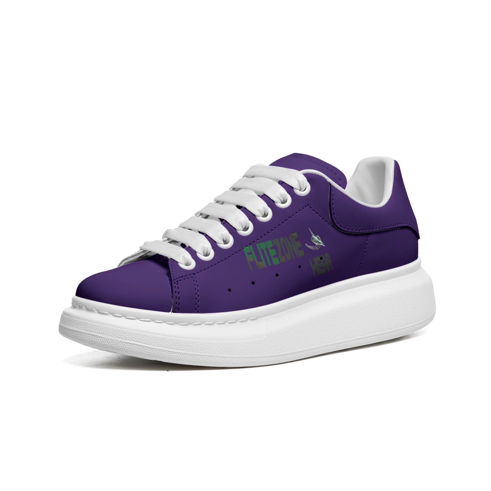 FZ Unisex Non Slip Lace Up Faux Leather Sneakers