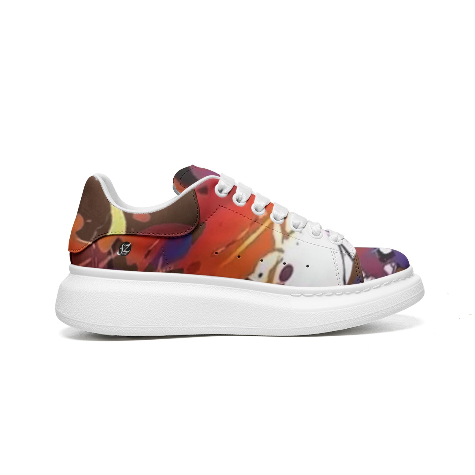 FZ Unisex Non Slip Lace Up Faux Leather Sneakers