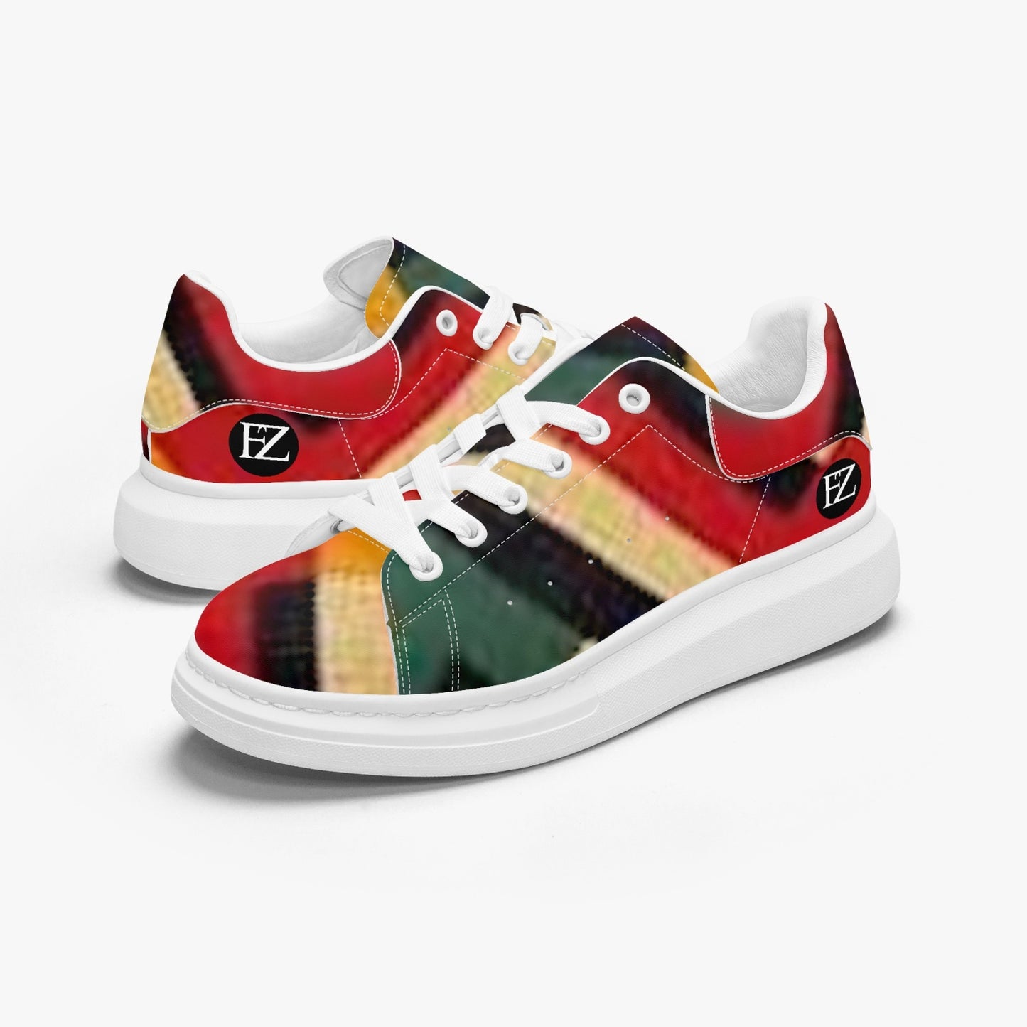 FZ Unisex African Print Leather Oversized Sneakers - FZwear