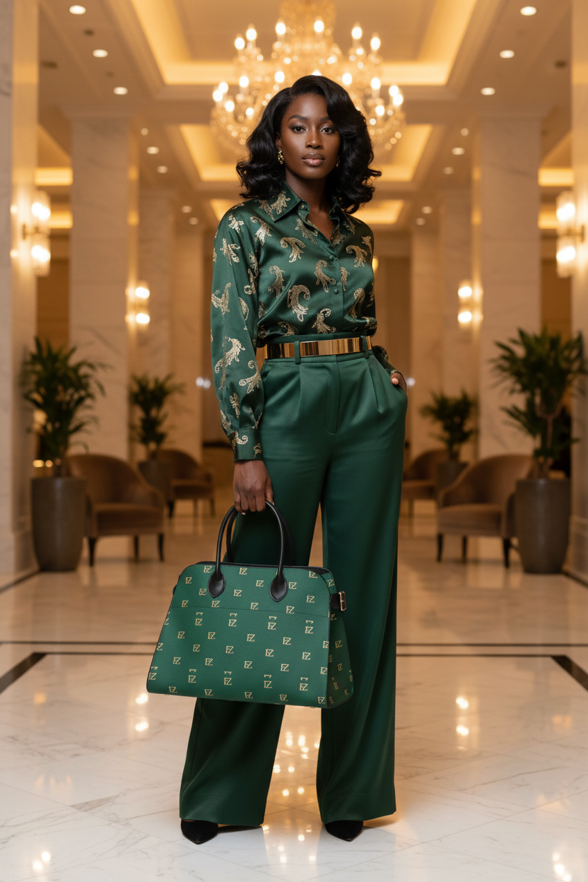 Green Monogram Tote - Hotel Fixed