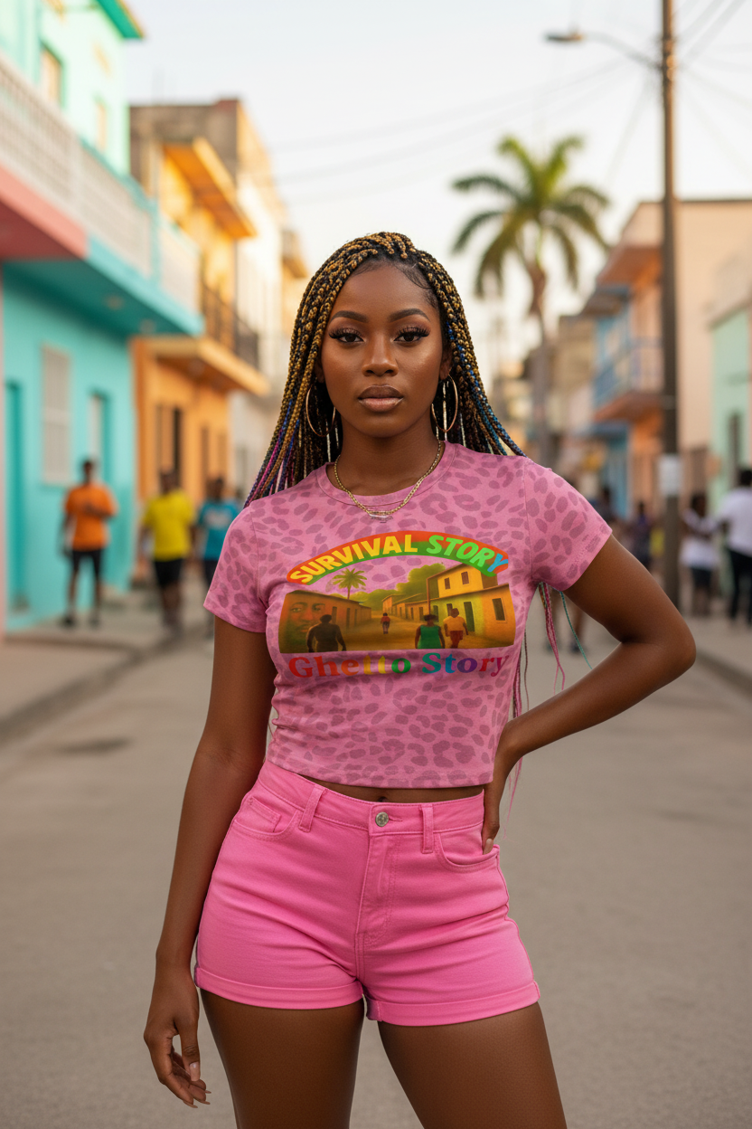 Hot Pink Ghetto Story Tee - Tropical
