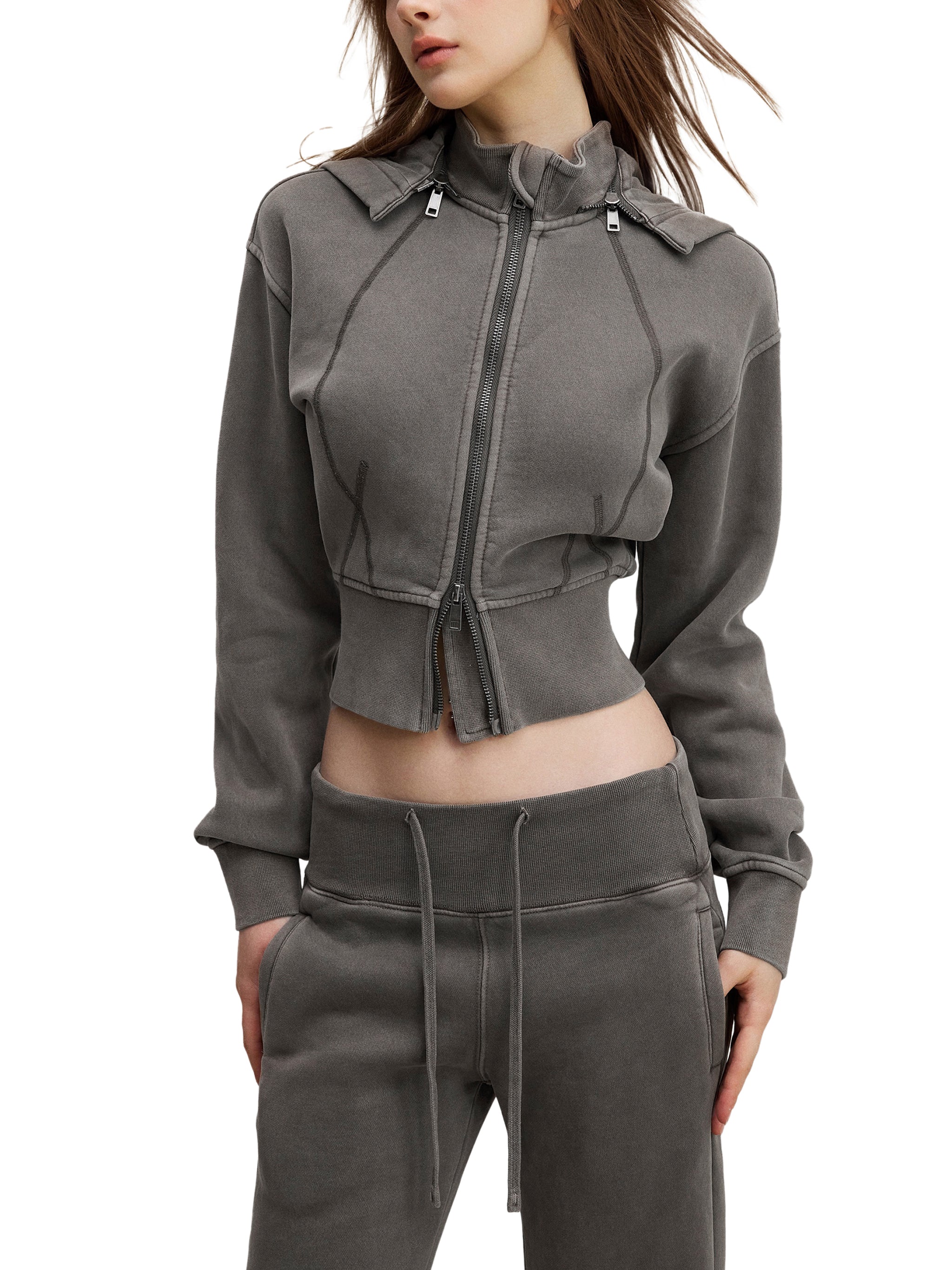 FZ Women's Vintage Washed Cropped Fleece Hoodie
