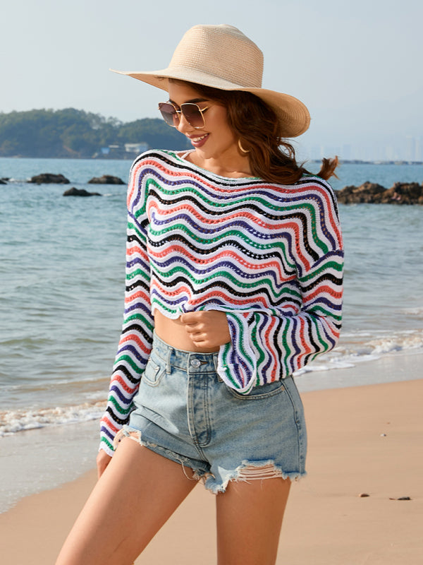FZ Women's patchwork striped bikini beach cover-up - FZwear
