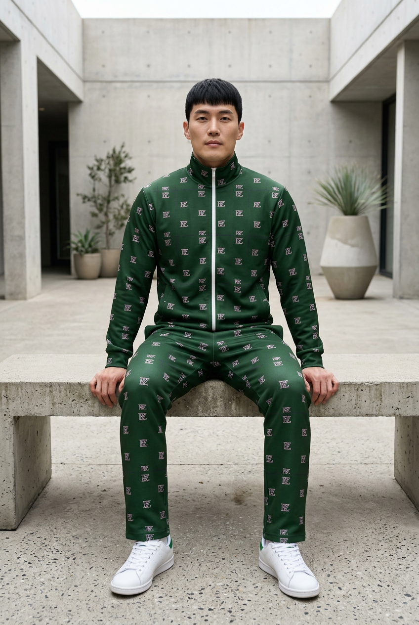 Korean man seated in a courtyard