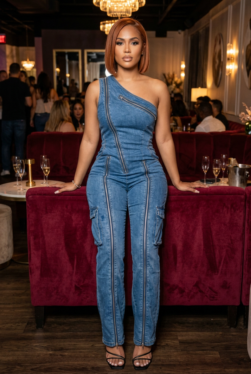 Latina model seated in a champagne lounge