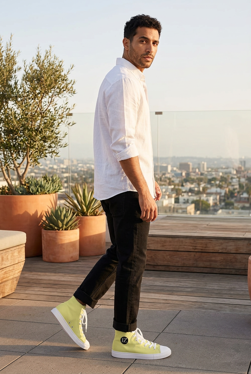 Middle Eastern male model on a rooftop terrace