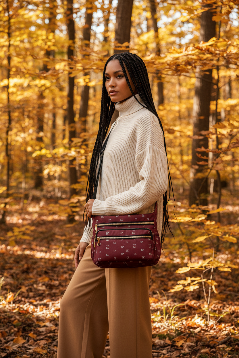 Native American woman autumn forest