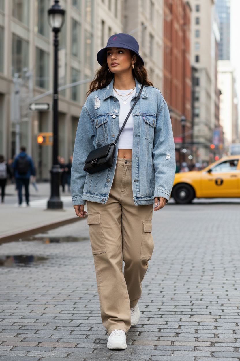Navy bucket hat - woman lifestyle