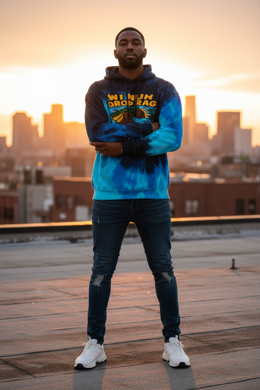 Navy Turquoise Tie-Dye - Rooftop