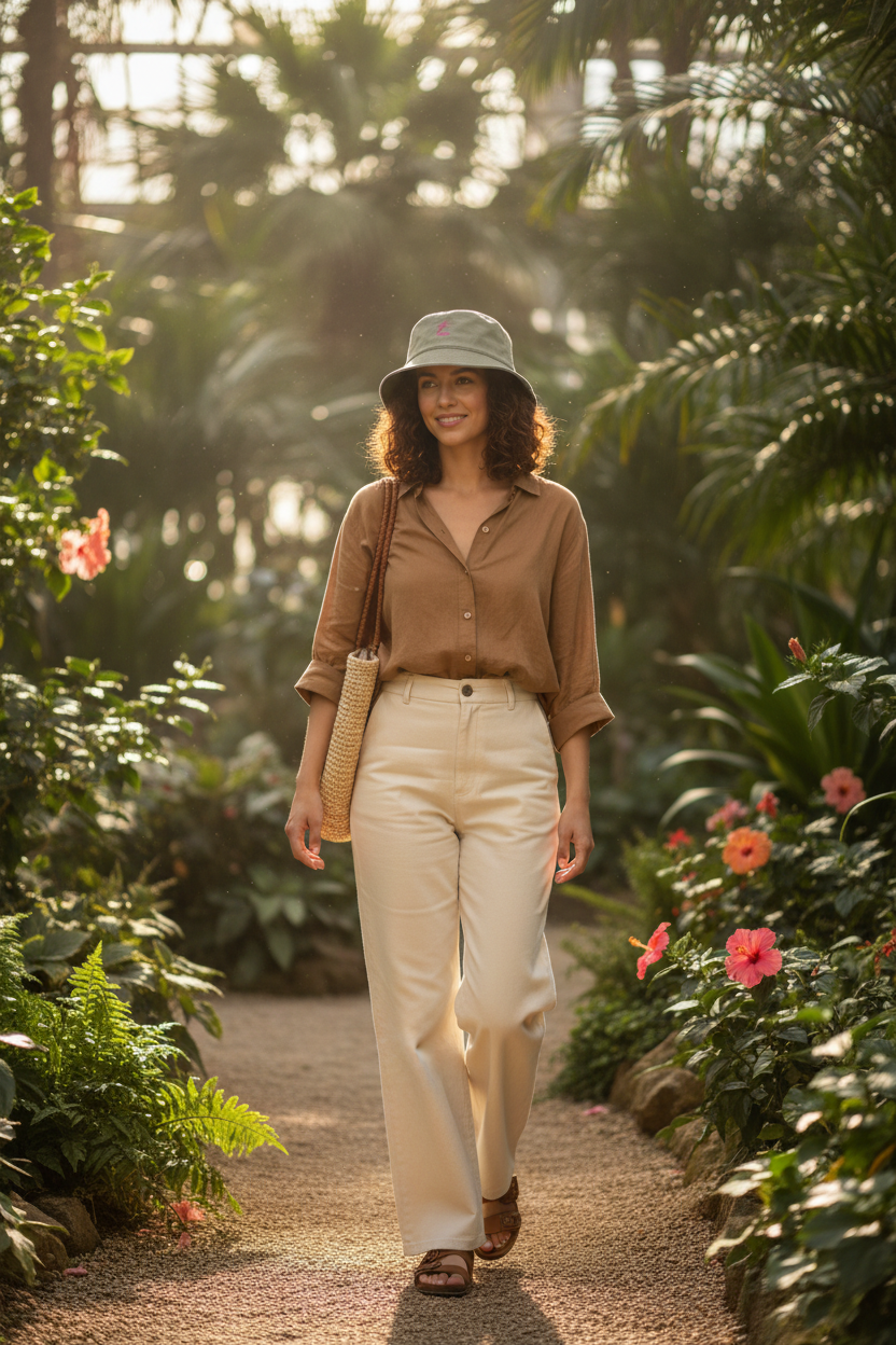 Olive bucket hat - woman lifestyle