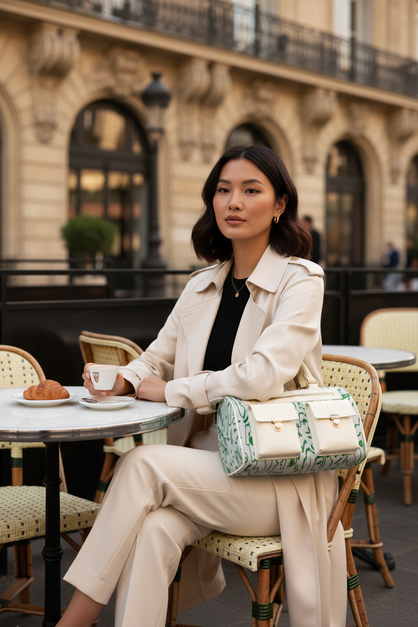 Parisian Café - Green Abstract Baguette