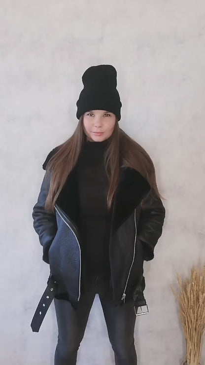FZ Women's Streetwear Faux Leather Fur Sheepskin Jacket