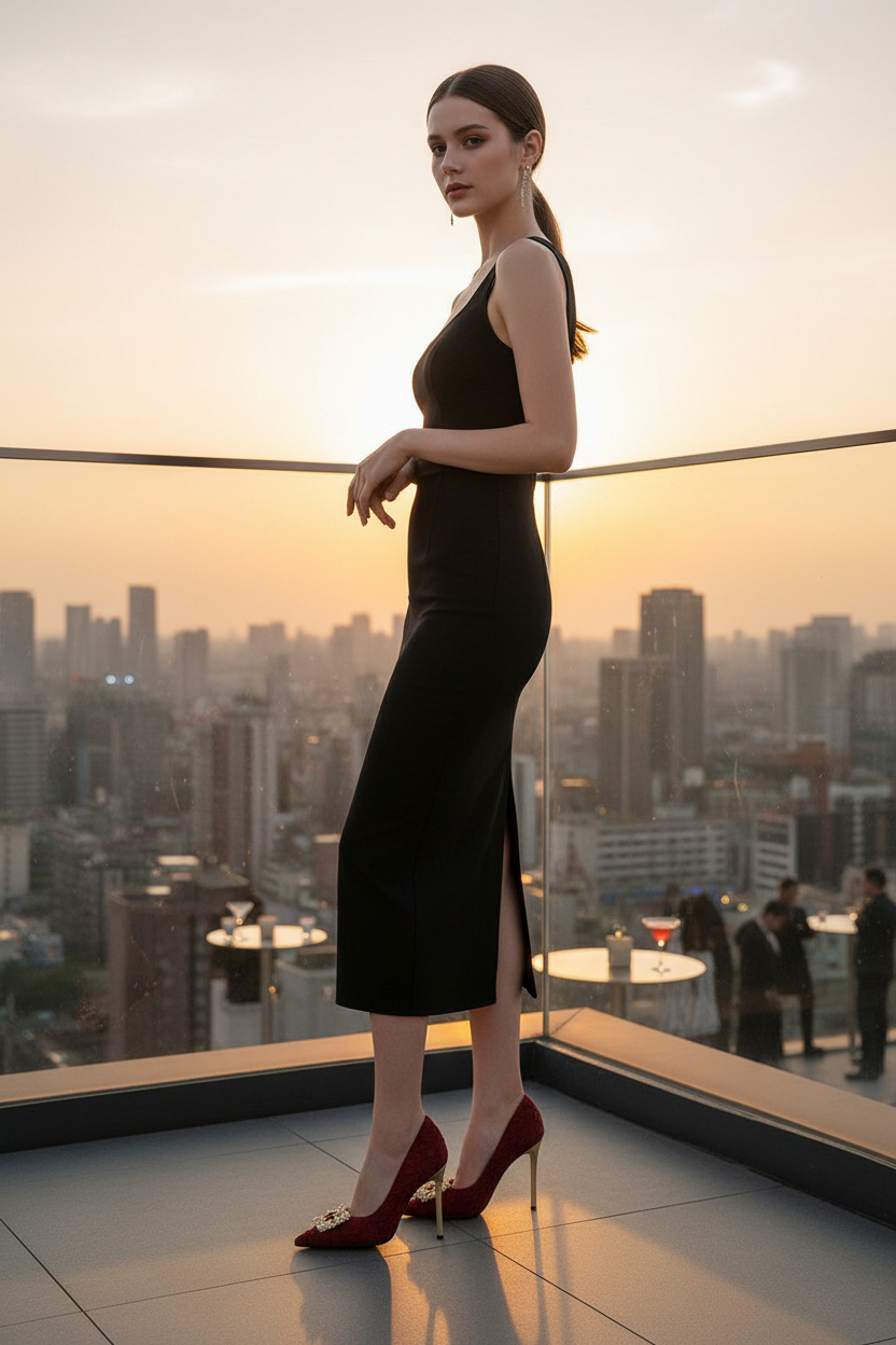 Red Lace Heels - Rooftop