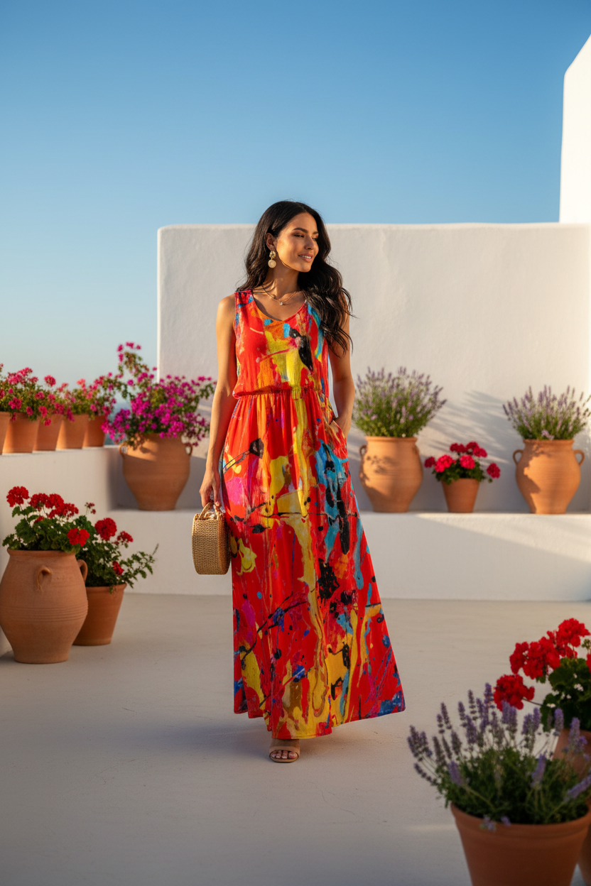 Red Paint Dress - Mediterranean