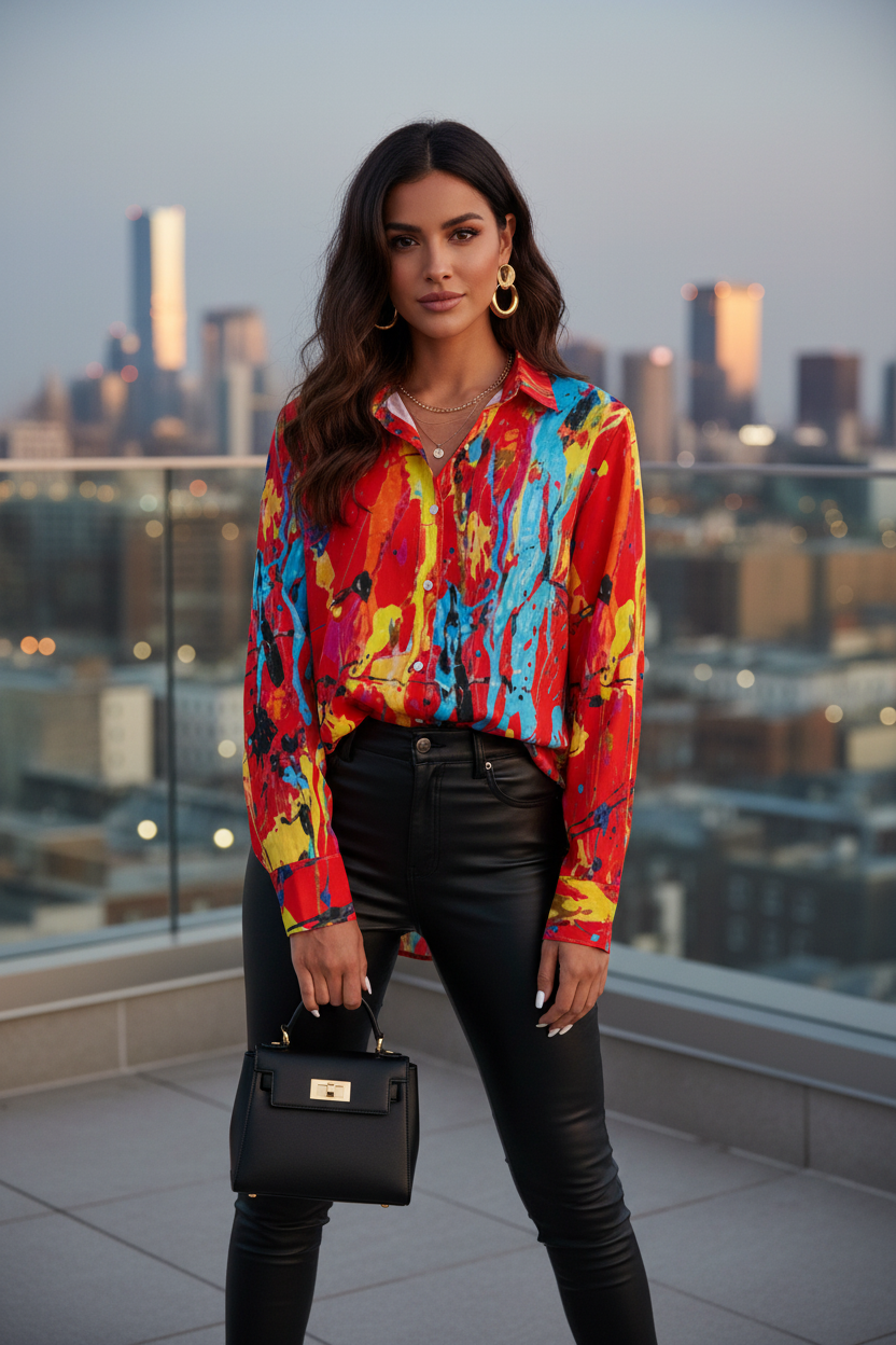Red Paint Shirt - Rooftop