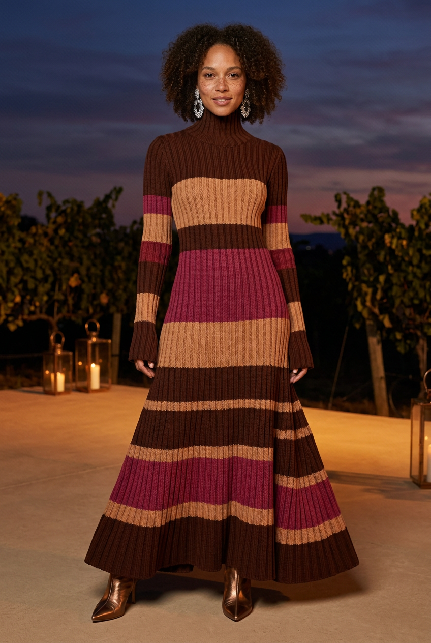 Vineyard twilight dress look with bronze boots