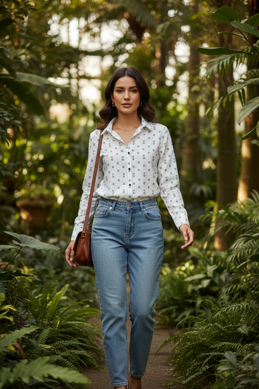White FZ Shirt - Botanical Garden